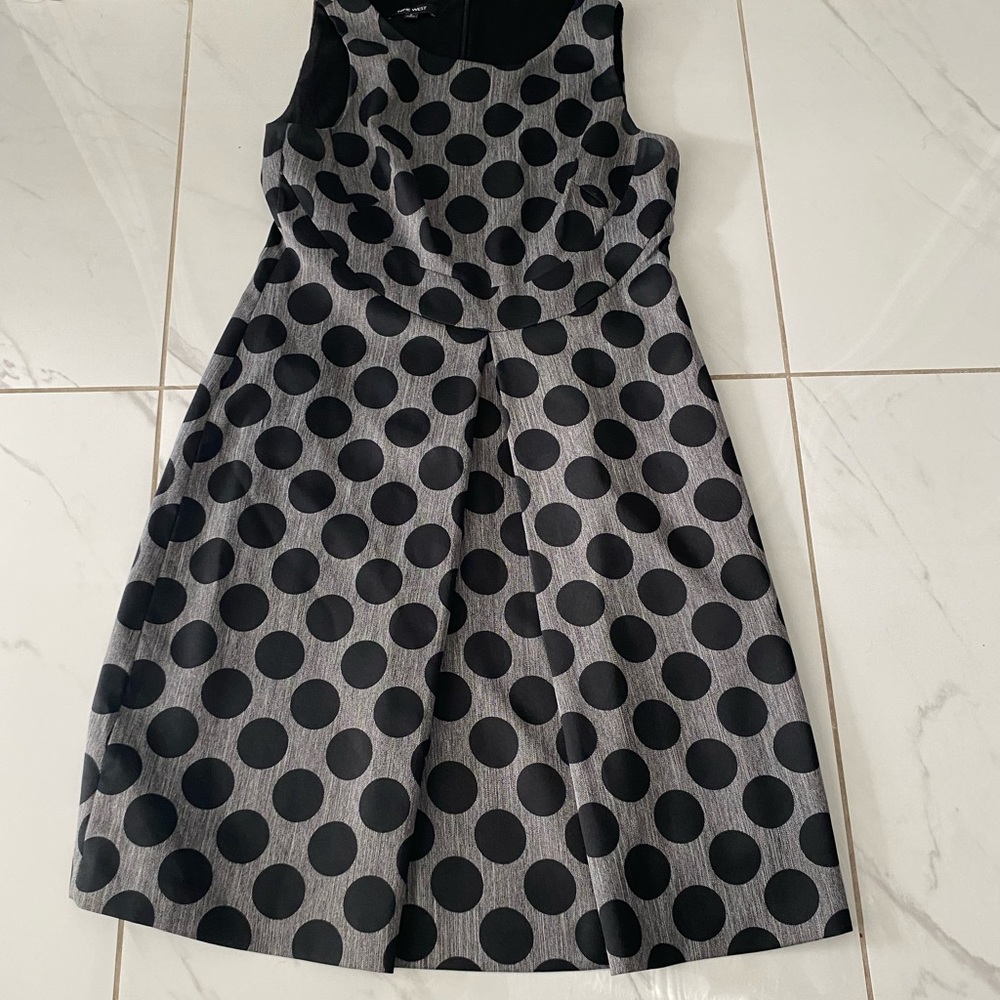 Nine West polka dot fit and flare black and grey
